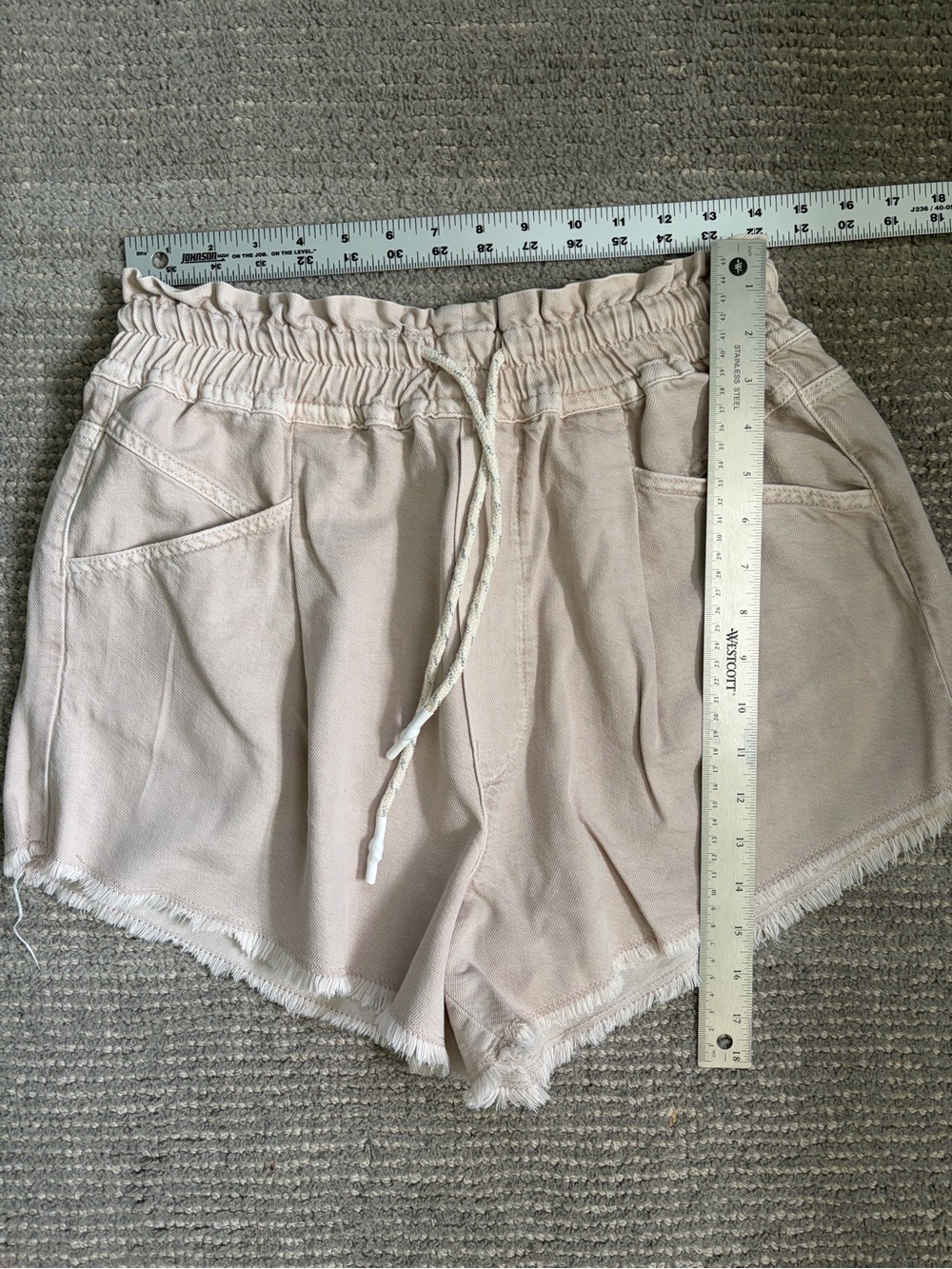 Anthropologie High-Rise Drawstring Shorts in Light Sand - Picture 8 of 10